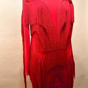 Elegant Red Fringe Dress